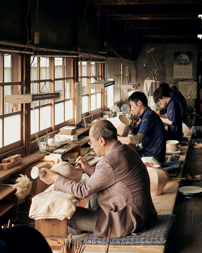 Craftsmen working with ceramics