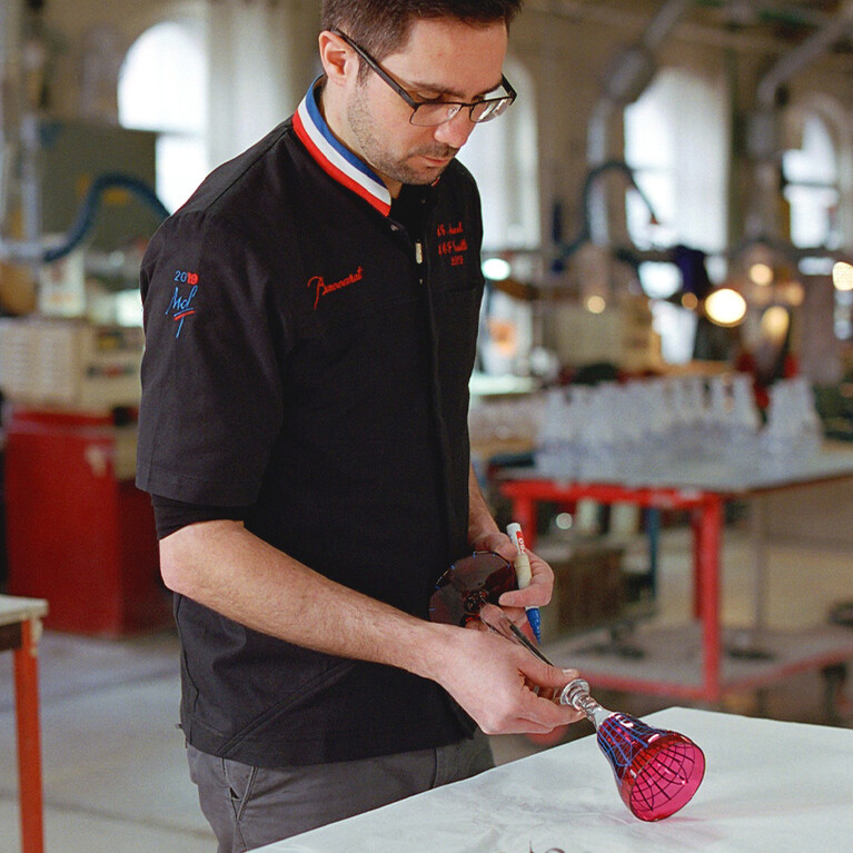 Ambroise Macel sculpting crystal piece