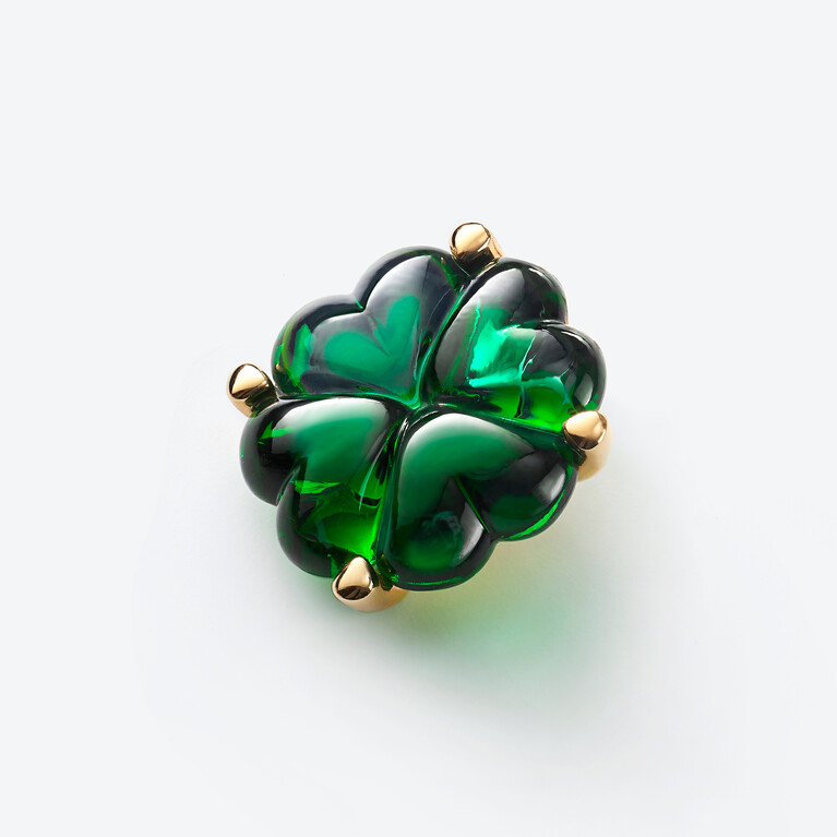 Pendentif Trèfle Vermeil, Vert