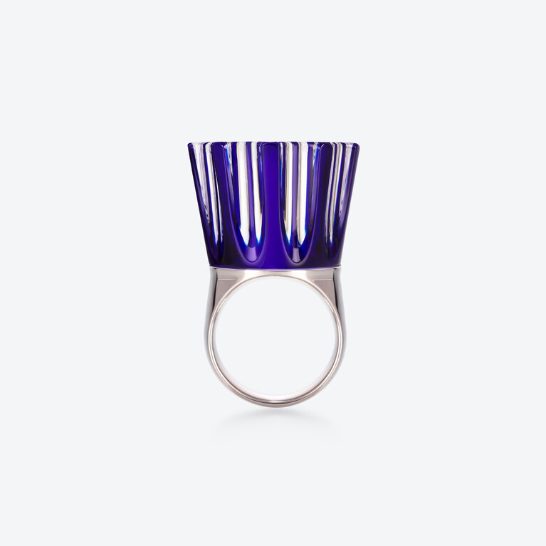 L'Eclat de Talleyrand Empress Silver Ring, Blue