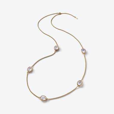 Croisé Gold Plated Long Necklace, Clear