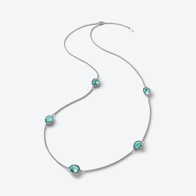 Sautoir Croisé Argent, Turquoise