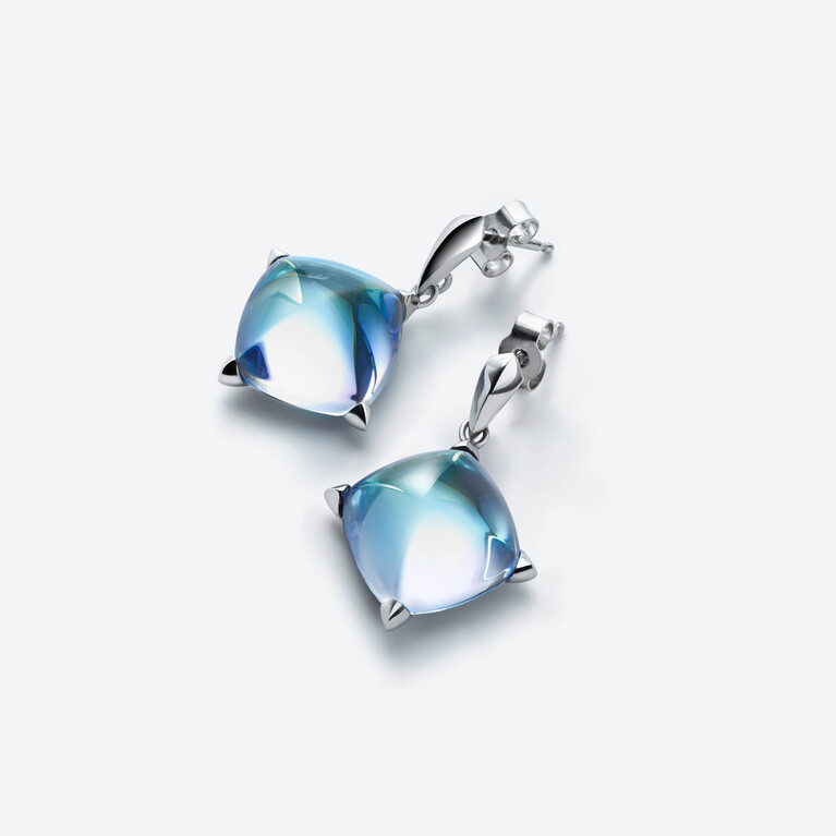 Boucles d'Oreilles Médicis Argent, Aqua Miroir