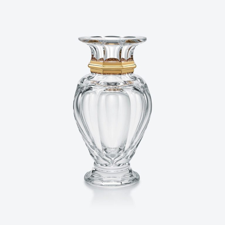 Harcourt Balustre Vase, Clear & gold