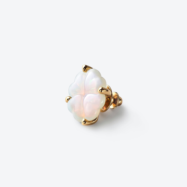 Trèfle Gold Plated Brooch, 하얀색