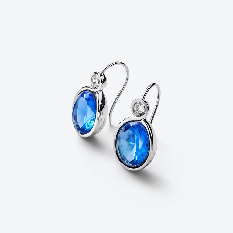 Croisé Silver Earrings, Blue