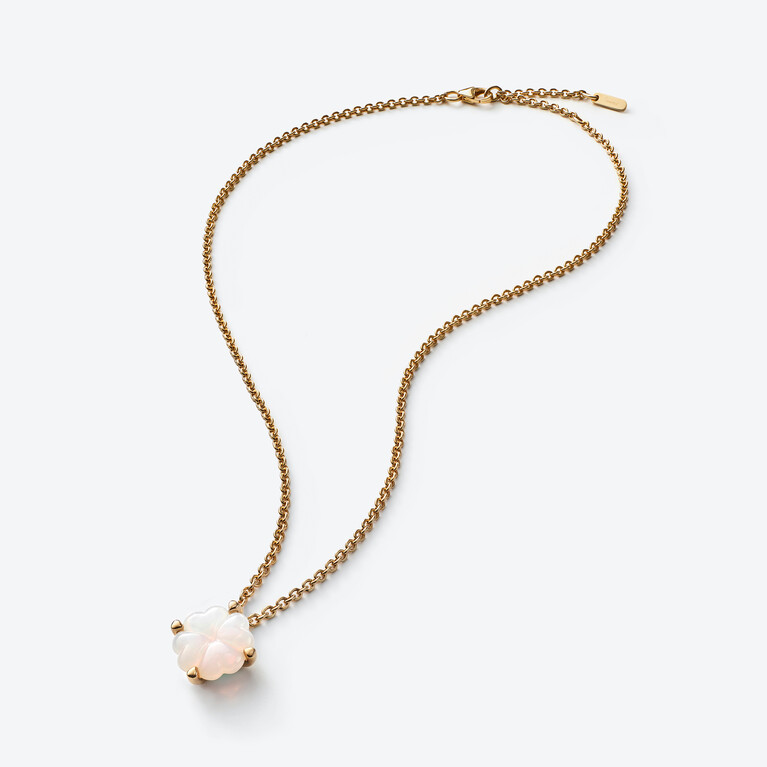 Trèfle Gold Plated Necklace, White