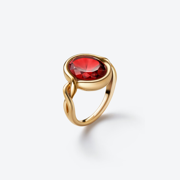 Bague Croisé Vermeil, Rouge