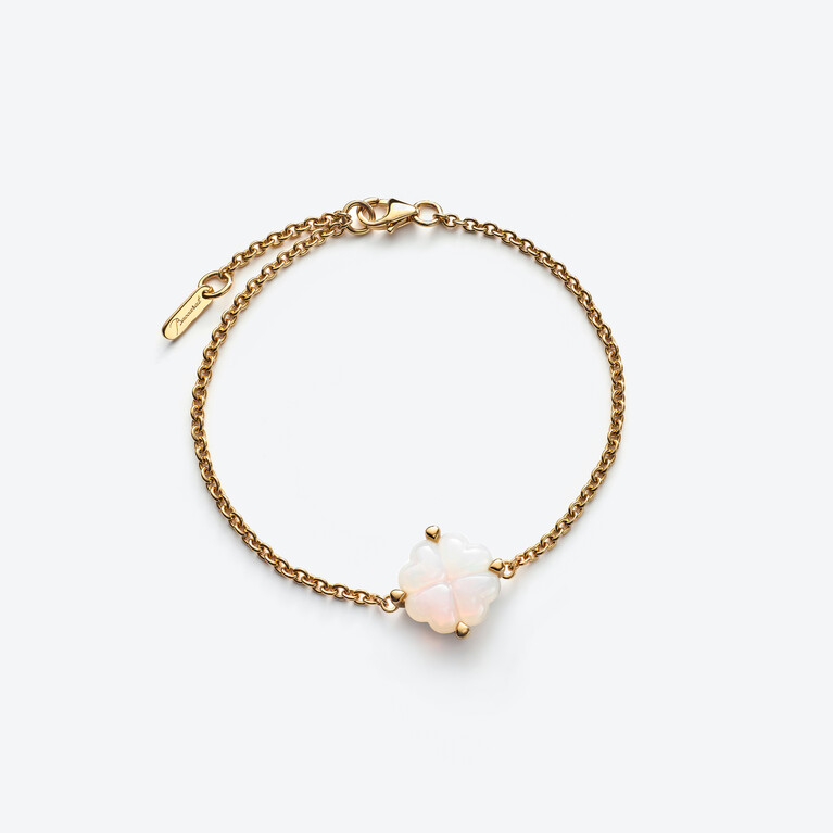 Trèfle Gold Plated Bracelet, White