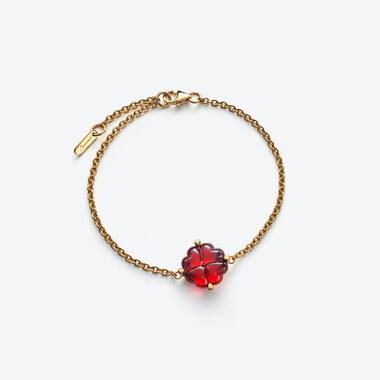 Trèfle Gold Plated Bracelet, 무지개 빛깔의 빨간색