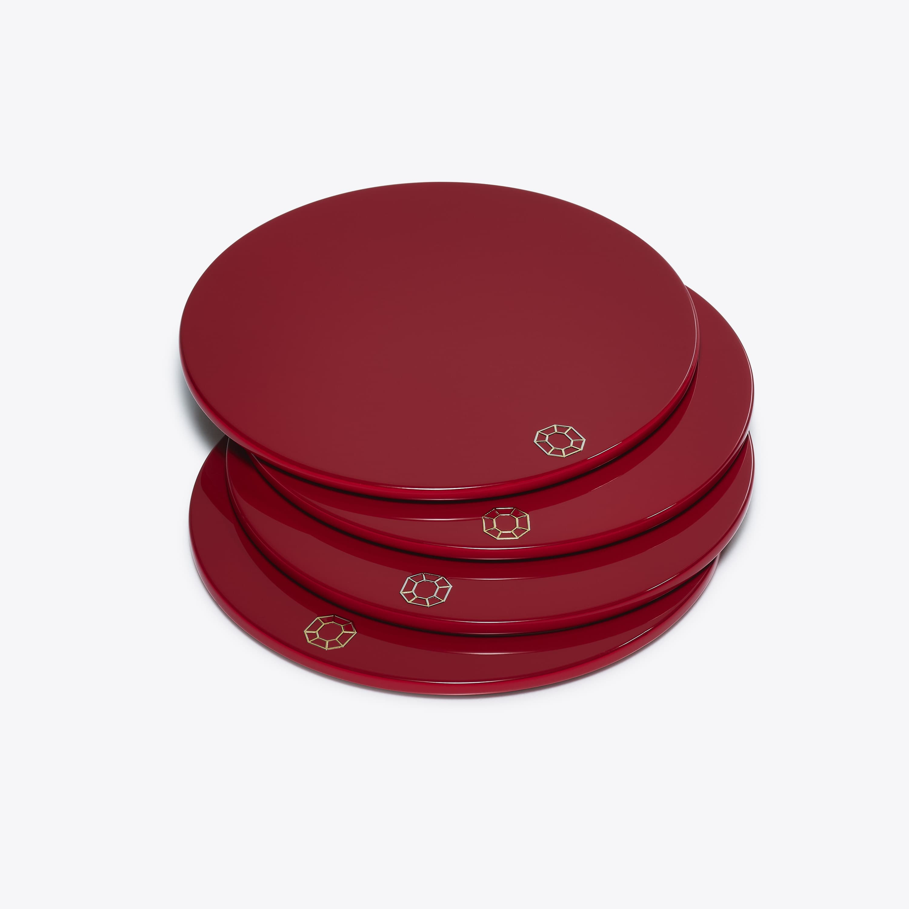 Octogone Coasters x4 Red Baccarat