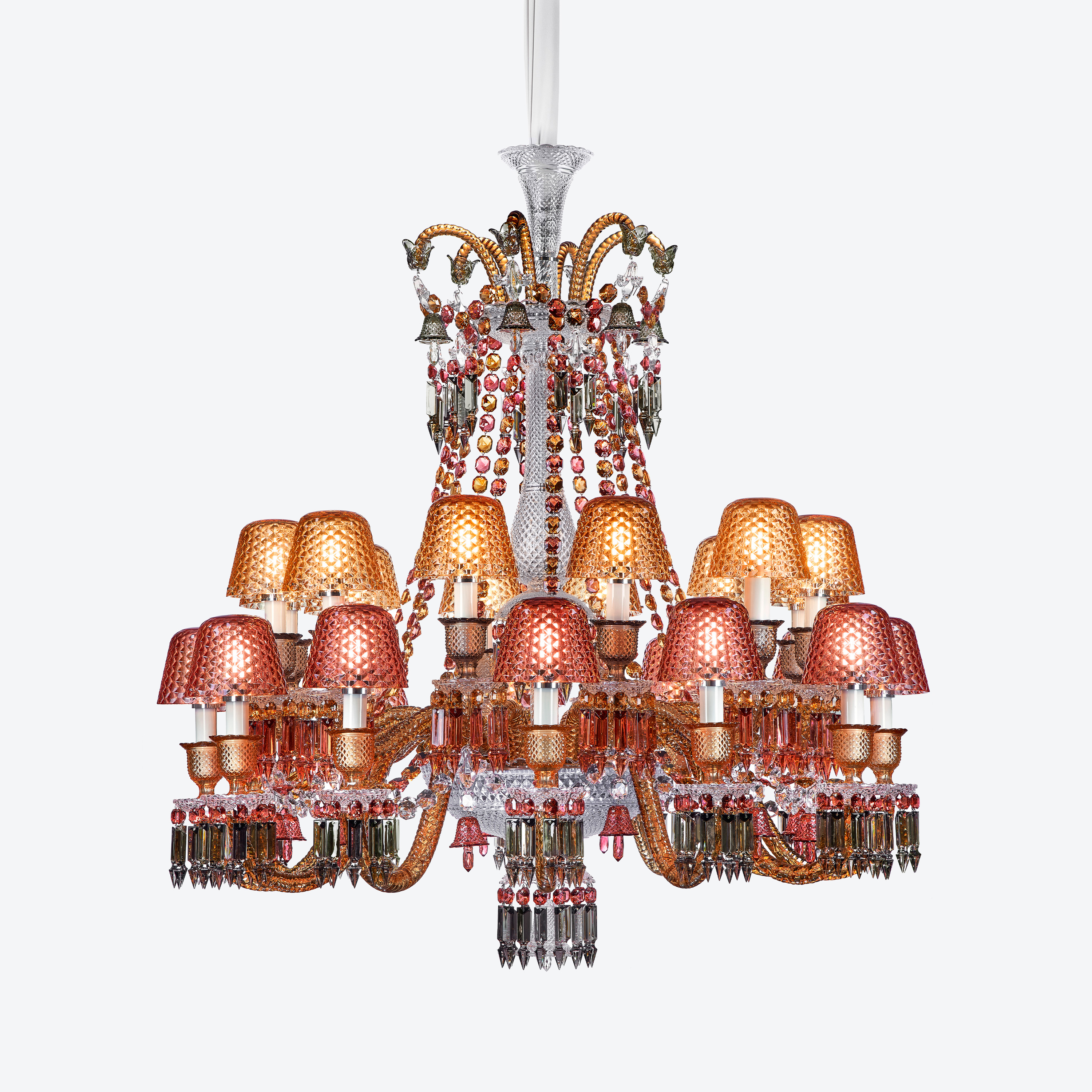 Zénith Faunacrystopolis Chandelier Pink & Champagne (24L) | Baccarat